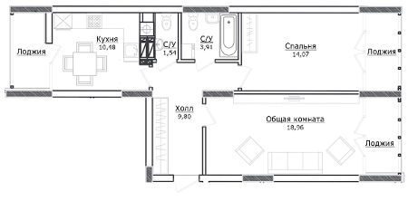 2-кімнатна 70.37 м² в ЖК Ірпінські Липки від 14 500 грн/м², м. Ірпінь