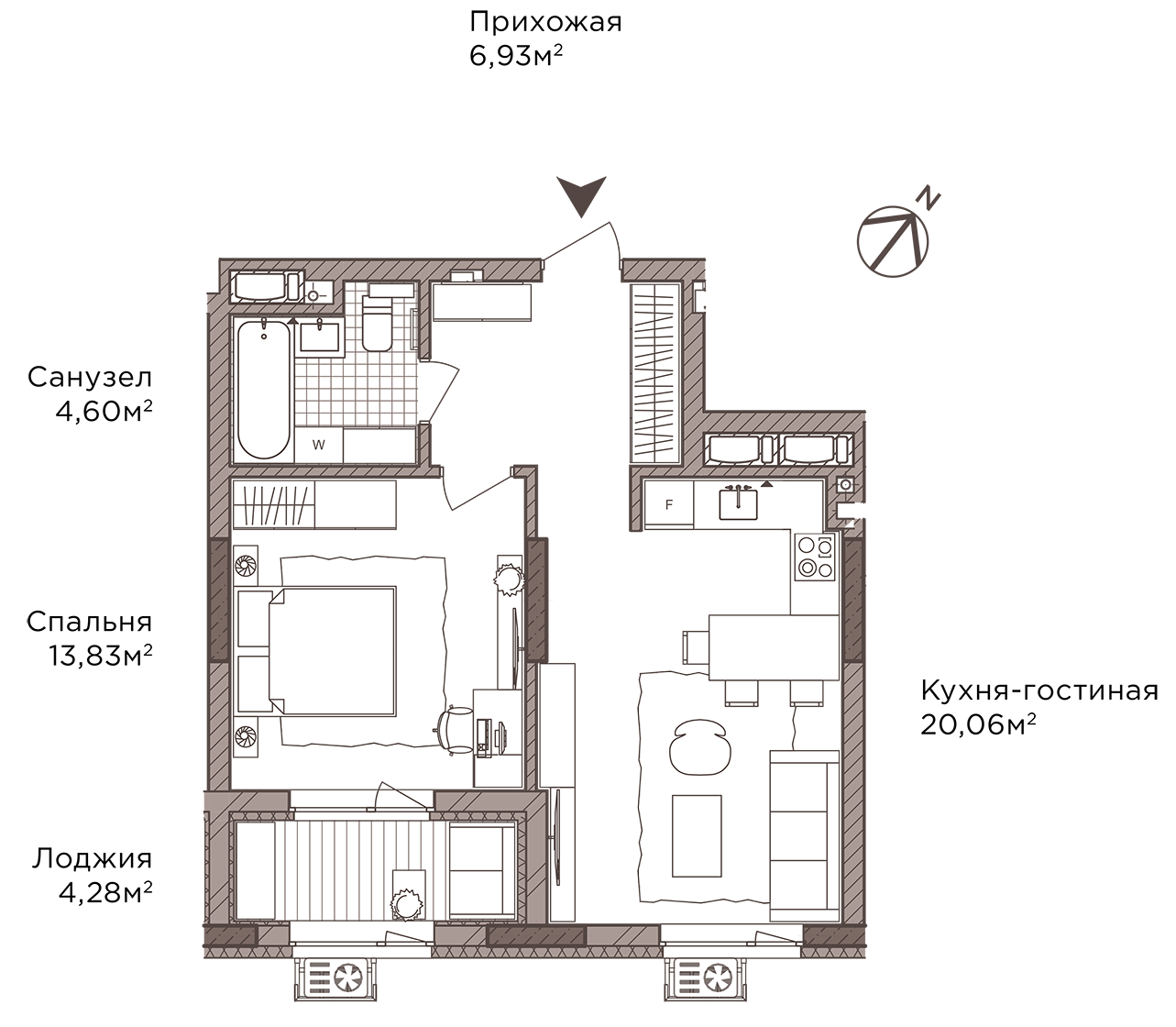 1-кімнатна 49.7 м² в ЖК Камертон від 38 295 грн/м², Київ