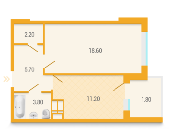1-кімнатна 43.8 м² в ЖК Караваєві Дачі від 38 000 грн/м², Київ