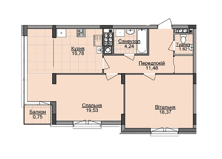 2-кімнатна 72.97 м² в ЖК Карамель від 17 500 грн/м², Львів