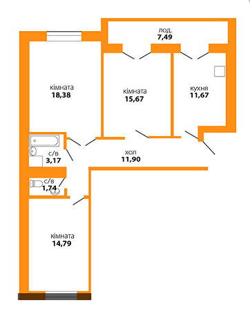 3-кімнатна 81 м² в ЖК Квартал Виноградний від 10 800 грн/м², Івано-Франківськ