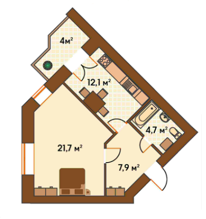 1-кімнатна 49.8 м² в ЖК Київський від 22 050 грн/м², м. Ірпінь