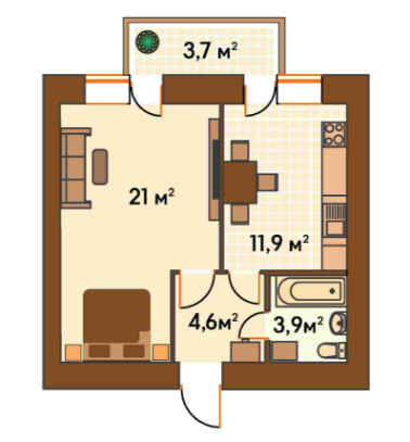 1-комнатная 45.1 м² в ЖК Киевский от 22 050 грн/м², г. Ирпень