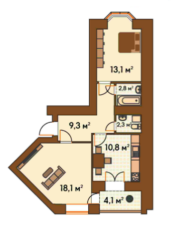 2-комнатная 60.5 м² в ЖК Киевский от 18 500 грн/м², г. Ирпень