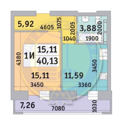 1-комнатная 40.13 м² в ЖК Коломиевский от 24 871 грн/м², Киев