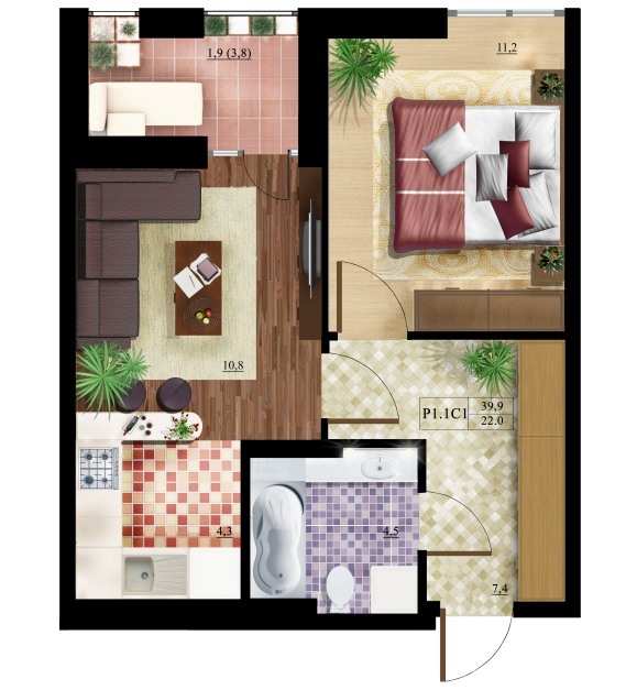 1-комнатная 39.9 м² в ЖК Комфорт Таун от застройщика, Киев