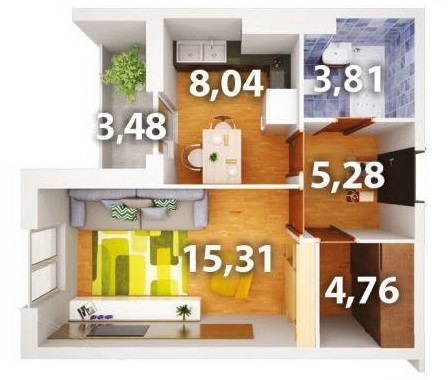 1-комнатная 38.94 м² в ЖК Атлант 2 от 13 100 грн/м², пгт Коцюбинское