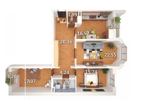 3-кімнатна 110.53 м² в ЖК Атлант 2 від забудовника, смт Коцюбинське