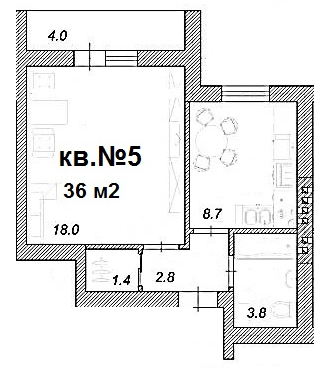 1-комнатная 36 м² в ЖК Креатив Хаус от застройщика, г. Ирпень