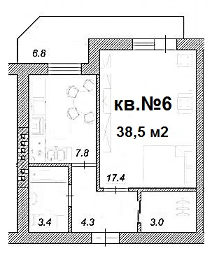 1-комнатная 38.5 м² в ЖК Креатив Хаус от застройщика, г. Ирпень