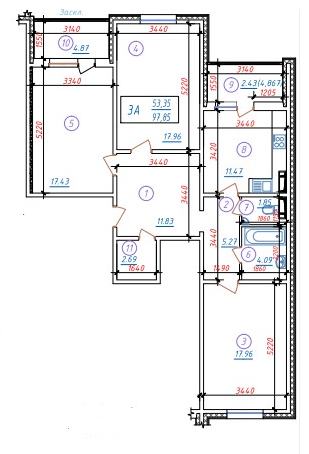 3-кімнатна 97.85 м² в ЖК Крістер Град від забудовника, Київ