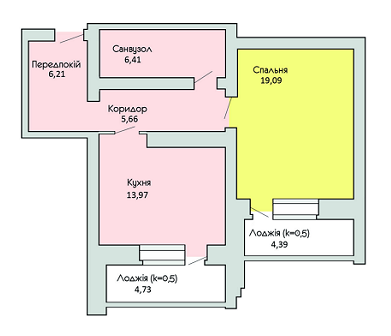 1-комнатная 55.89 м² в ЖК Левада от 11 500 грн/м², г. Борисполь