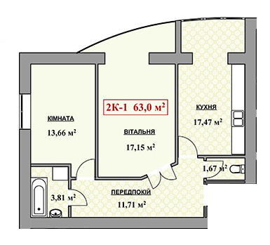 2-кімнатна 63 м² в ЖК Містечко Соборне від 10 700 грн/м², Івано-Франківськ