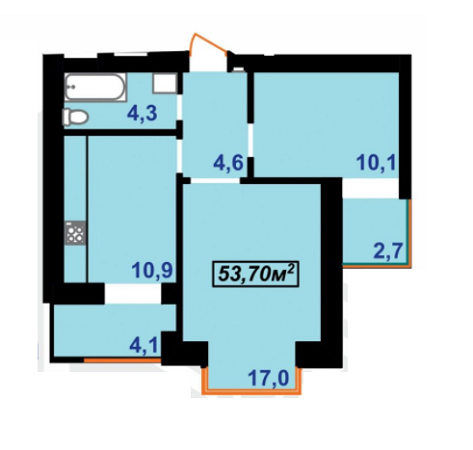 2-кімнатна 53.7 м² в ЖК Квартал Гімназійний від 11 000 грн/м², Івано-Франківськ