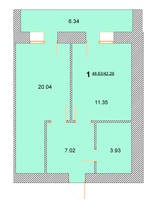 1-комнатная 48.63 м² в ЖК Лелека от 11 000 грн/м², г. Борисполь