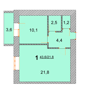 1-комнатная 43.6 м² в ЖК Лелека от 11 000 грн/м², г. Борисполь