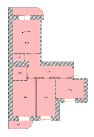 3-комнатная 75.2 м² в ЖК Лелека от 11 000 грн/м², г. Борисполь