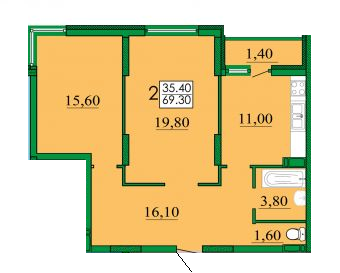 2-кімнатна 69.3 м² в ЖК Ліко-Град від забудовника, Київ