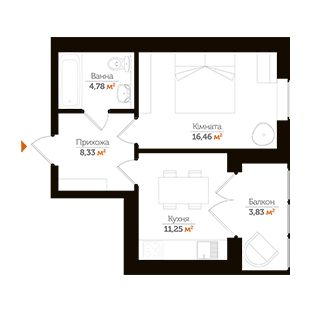 1-кімнатна 44.65 м² в ЖК LYSTOPAD від 13 950 грн/м², Івано-Франківськ