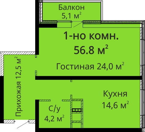 1-комнатная 56.8 м² в ЖК Мандарин от застройщика, Одесса