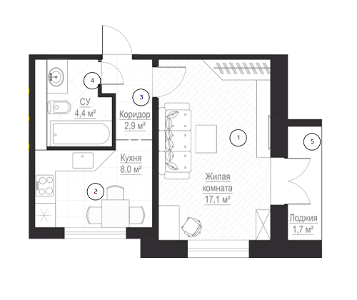 1-комнатная 34.1 м² в ЖК Металлист от 17 550 грн/м², Харьков