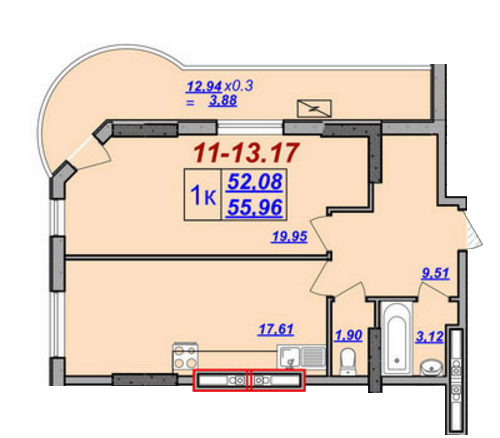 1-комнатная 55.96 м² в ЖК Милос от 21 380 грн/м², Одесса