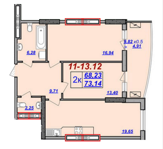 2-комнатная 73.14 м² в ЖК Милос от 21 380 грн/м², Одесса