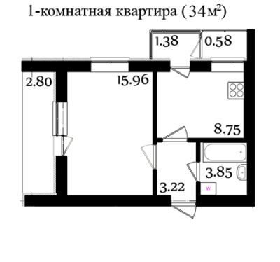 1-комнатная 34 м² в ЖК Молодежный городок от 14 500 грн/м², с. Крюковщина