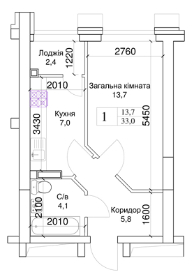 1-кімнатна 33 м² в ЖК Благород від 26 600 грн/м², с. Крюківщина