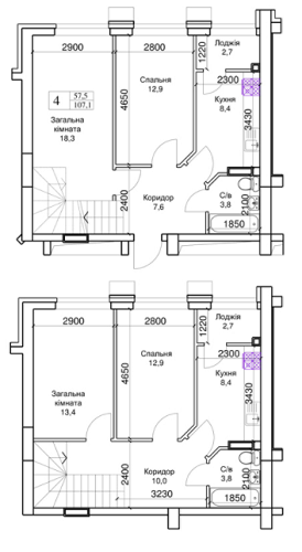 Двухуровневая 107 м² в ЖК Благород от застройщика, с. Крюковщина