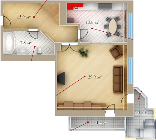 1-комнатная 67.4 м² в ЖК Монте-Плаза от застройщика, Харьков
