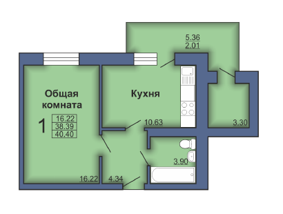 1-кімнатна 40.4 м² в ЖК по бул. Боровиковського, 4 від 11 500 грн/м², Полтава