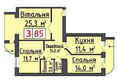 3-кімнатна 85 м² в ЖК на вул. 40-річчя Перемоги, 4 від 12 500 грн/м², м. Ковель