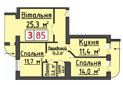 3-комнатная 85 м² в ЖК на ул. 40-летия Победы, 4 от 12 500 грн/м², г. Ковель