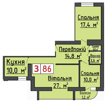 3-кімнатна 86 м² в ЖК на вул. 40-річчя Перемоги, 4 від 12 000 грн/м², м. Ковель