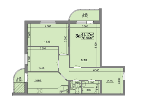 3-комнатная 76.96 м² в ЖК на вул. Благовісна, 210 от 11 800 грн/м², Черкассы