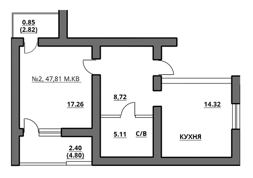 1-комнатная 47.81 м² в ЖК на ул. Богдана Хмельницкого, 27А от застройщика, Львов