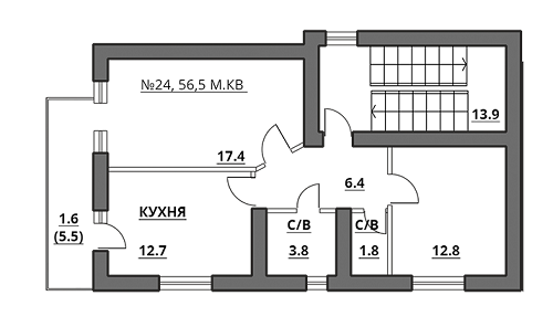 2-кімнатна 56.5 м² в ЖК на вул. Богдана Хмельницького, 27А від забудовника, Львів