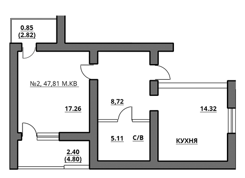 2-комнатная 47.81 м² в ЖК на ул. Богдана Хмельницкого, 27А от застройщика, Львов