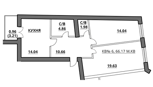 3-комнатная 66.17 м² в ЖК на ул. Богдана Хмельницкого, 27А от застройщика, Львов