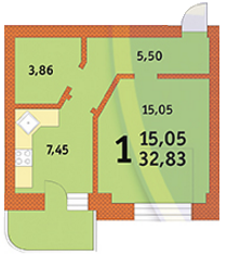 1-комнатная 32.83 м² в ЖК на ул. Володи Дубинина, 5/15, 7/14 от застройщика, Киев