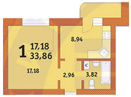 1-кімнатна 33.86 м² в ЖК на вул. Володі Дубініна, 5/15, 7/14 від забудовника, Київ