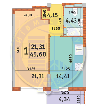 1-комнатная 45.6 м² в ЖК Голосеевский дворик от 30 000 грн/м², Киев