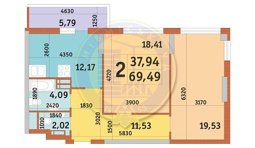 2-комнатная 69.49 м² в ЖК Голосеевский дворик от 23 400 грн/м², Киев