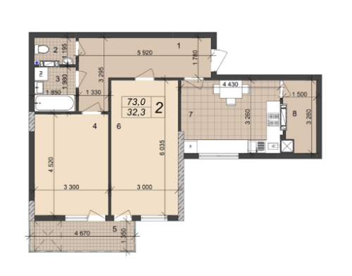 2-кімнатна 73 м² в ЖК на вул. Врубеля, 42А від 14 500 грн/м², Львів