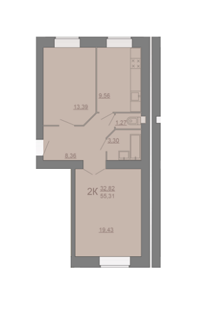 2-кімнатна 55.31 м² в ЖК на вул. Галицька, 29 від забудовника, Тернопіль