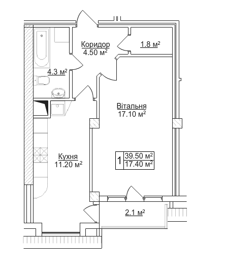 1-кімнатна 39.5 м² в ЖК на вул. Героїв УПА, 29 від забудовника, Львів