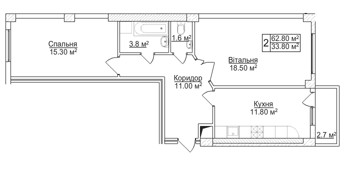 2-кімнатна 62.8 м² в ЖК на вул. Героїв УПА, 29 від 19 730 грн/м², Львів