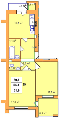 2-комнатная 61.9 м² в ЖК на ул. Джона Леннона, 37 от застройщика, Львов