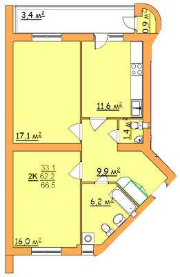 2-кімнатна 66.5 м² в ЖК на вул. Джона Леннона, 37 від забудовника, Львів